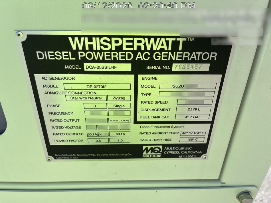 2026 MULTIQUIP DCA25SSIU4F