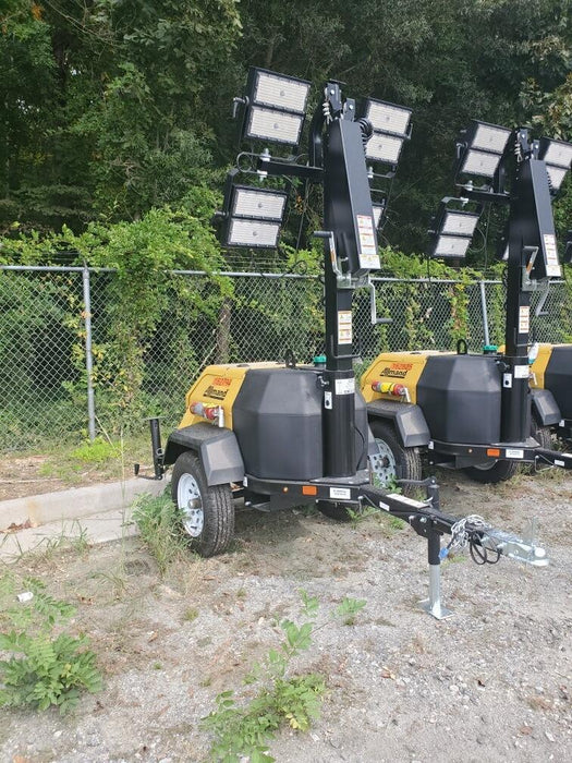 2021 Allmand NLV3GR (4) LED Light Fixture 350W, 23' Vertical Mast, 3kW Prime, Towable, Deep Sea L401, Leveling Jacks, Yanmar T4F 5.8hp