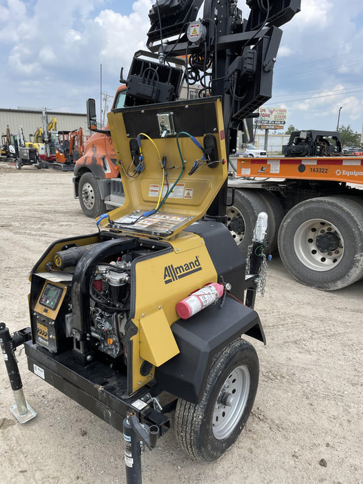 2022 Allmand NLV3GR (4) LED Light Fixture 350W, 23' Vertical Mast, 3kW Prime, Towable, Deep Sea L401, Leveling Jacks, Yanmar T4F 5.8hp