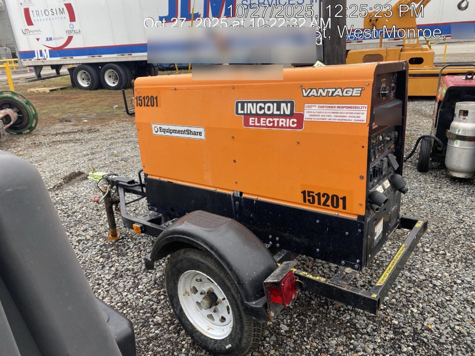 2021 Lincoln Electric Vantage 322 Vantage 322 Ready Pak 3 w/ Telematics & Decals, ORANGE (includes trailer, cable rack, fender light kit)