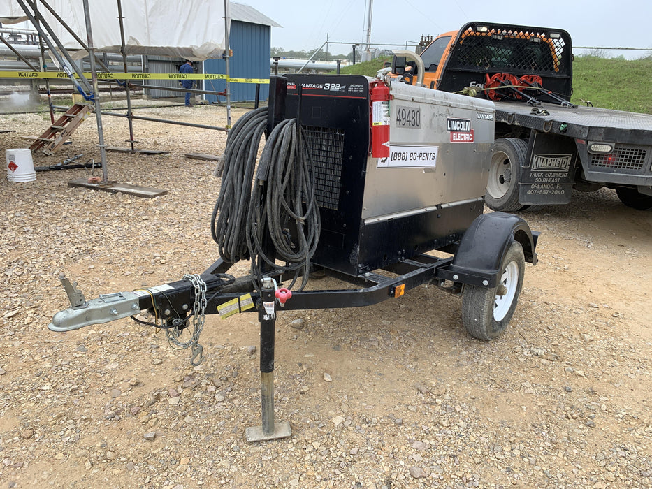 2019 Lincoln Electric Vantage 322 Ready-Pak 3, Two Wheel Trailer, Fender and Light Kit, Cable Rack