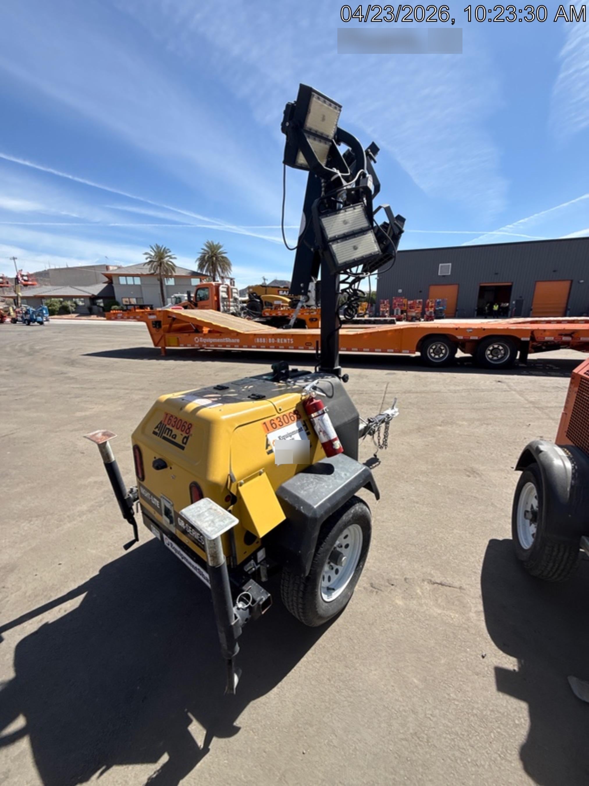 2021 Allmand NLV3GR (4) LED Light Fixture 350W, 23' Vertical Mast, 3kW Prime, Towable, Deep Sea L401, Leveling Jacks, Yanmar T4F 5.8hp