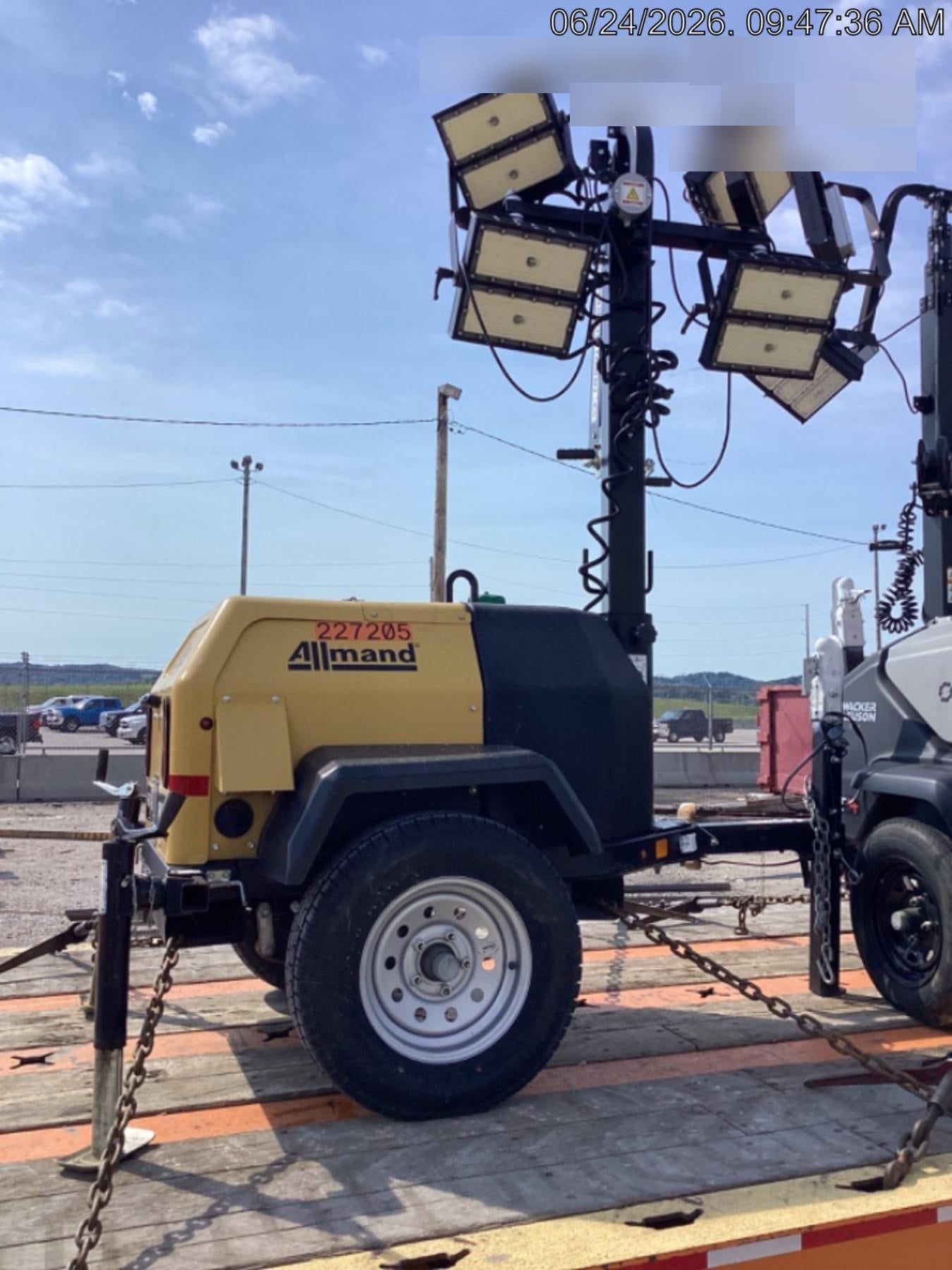 2022 Allmand NLV3GR (4) LED Light Fixture 350W, 23' Vertical Mast, 3kW Prime, Towable, Deep Sea L401, Leveling Jacks, Yanmar T4F 5.8hp