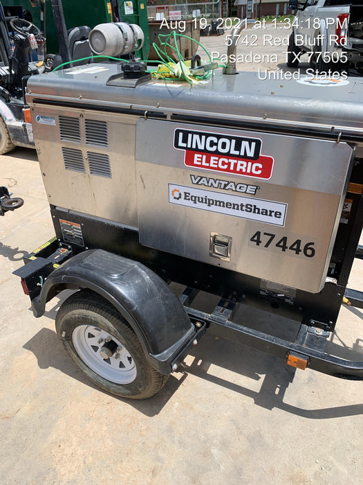 2019 Lincoln Electric Vantage 322 Ready-Pak 3, Two Wheel Trailer, Fender and Light Kit, Cable Rack