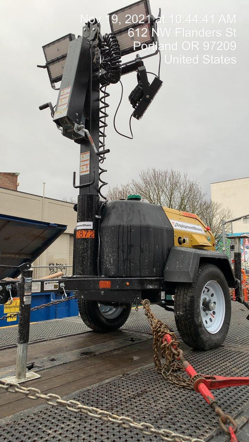 2021 Allmand NLV3GR (4) LED Light Fixture 350W, 23' Vertical Mast, 3kW Prime, Towable, Deep Sea L401, Leveling Jacks, Yanmar T4F 5.8hp