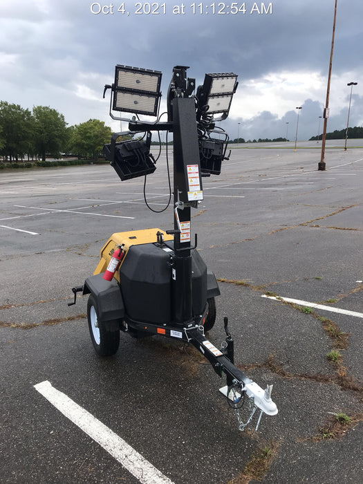 2021 Allmand NLV3GR (4) LED Light Fixture 350W, 23' Vertical Mast, 3kW Prime, Towable, Deep Sea L401, Leveling Jacks, Yanmar T4F 5.8hp