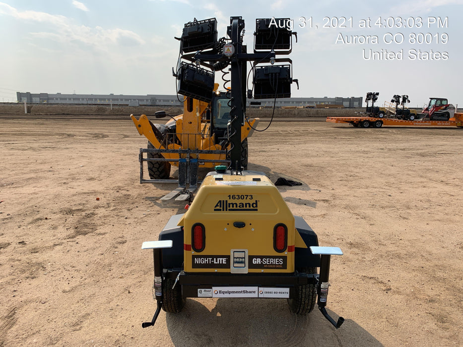 2021 Allmand NLV3GR (4) LED Light Fixture 350W, 23' Vertical Mast, 3kW Prime, Towable, Deep Sea L401, Leveling Jacks, Yanmar T4F 5.8hp