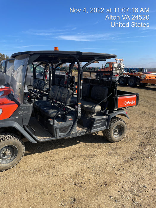 2021 Kubota RTV-X1140W-H Plastic Canopy, Windshield Acrylic Clear, LED Strobe Light, Wire Harness Kit, Back up Alarm