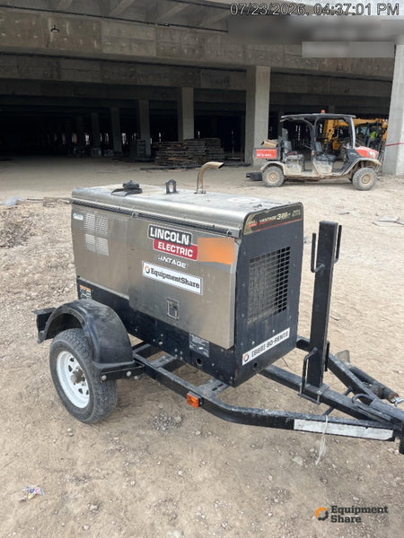 2019 Lincoln Electric Vantage 322 Welder Ready-Pak 3, Two wheel trailer, Fender and Light kit, Cable Rack