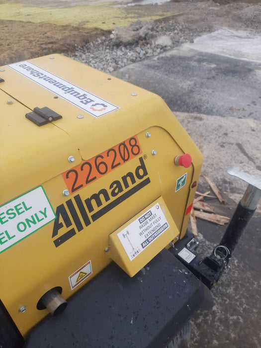 2022 Allmand NLV3GR (4) LED Light Fixture 350W, 23' Vertical Mast, 3kW Prime, Towable, Deep Sea L401, Leveling Jacks, Yanmar T4F 5.8hp