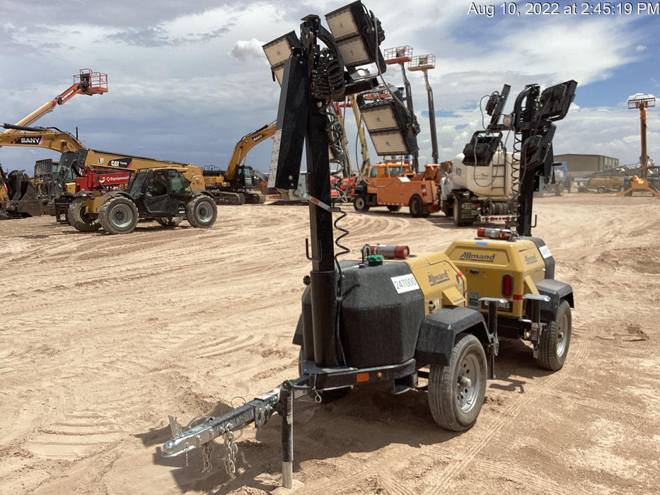 2022 Allmand NLV3GR (4) LED Light Fixture 350W, 23' Vertical Mast, 3kW Prime, Towable, ES Decals, T3