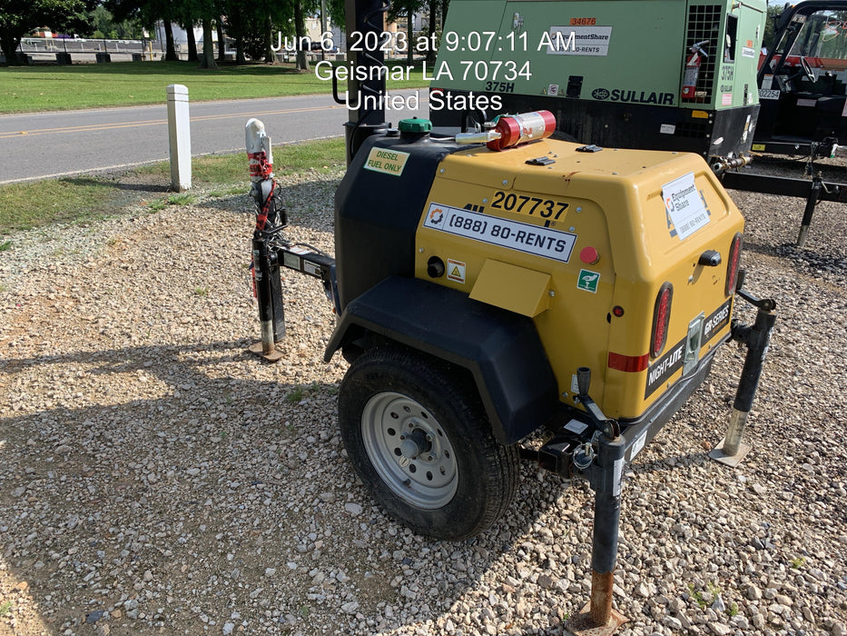 2022 Allmand NLV3GR (4) LED Light Fixture 350W, 23' Vertical Mast, 3kW Prime, Towable, Deep Sea L401, Leveling Jacks, Yanmar T4F 5.8hp