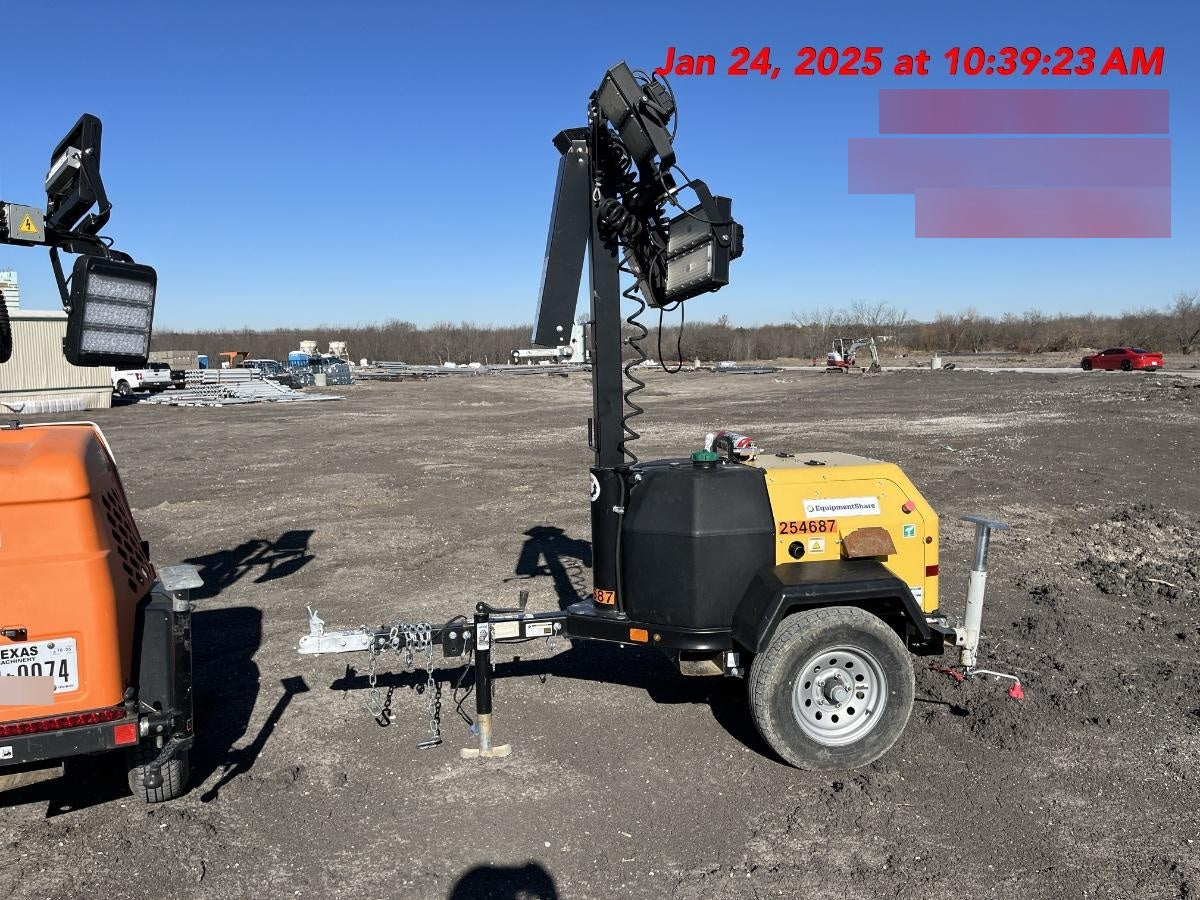 2022 Allmand NLV3GR (4) LED Light Fixture 350W, 23' Vertical Mast, 3kW Prime, Towable, ES Decals, T3