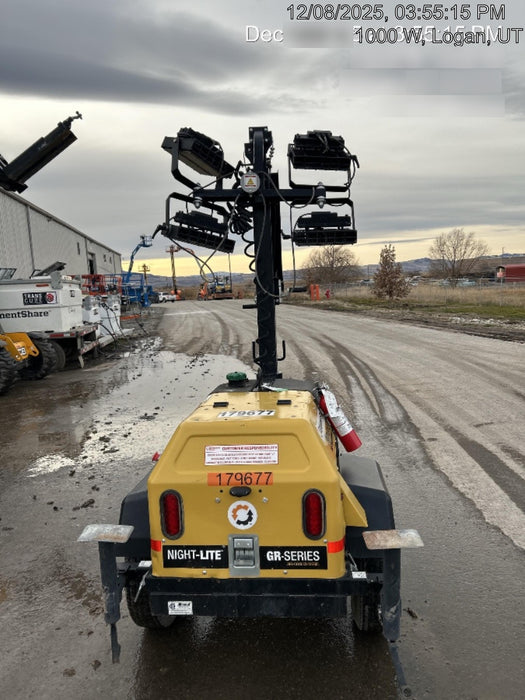 Allmand NLV3GR (4) LED Light Fixture 350W, 23' Vertical Mast, 3kW Prime, Towable, Deep Sea L401, Leveling Jacks, Yanmar T4F 5.8hp