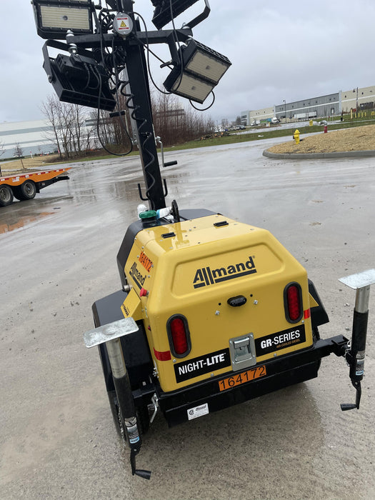 2021 Allmand NLV3GR (4) LED Light Fixture 350W, 23' Vertical Mast, 3kW Prime, Towable, Deep Sea L401, Leveling Jacks, Yanmar T4F 5.8hp