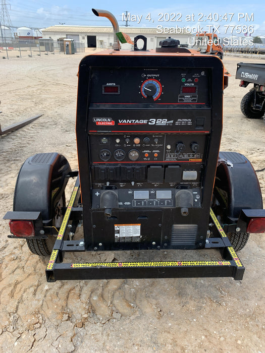 2021 Lincoln Electric Vantage 322 Vantage 322 Ready Pak 3 w/ Decals, ORANGE (includes trailer, cable rack, fender light kit) NO Telematics