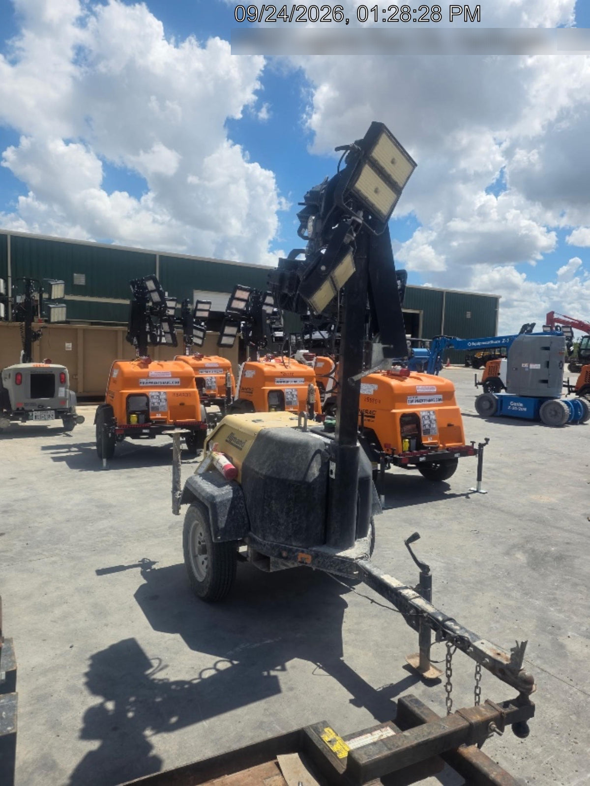 2022 Allmand NLV3GR (4) LED Light Fixture 350W, 23' Vertical Mast, 3kW Prime, Towable, Deep Sea L401, Leveling Jacks, Yanmar T4F 5.8hp