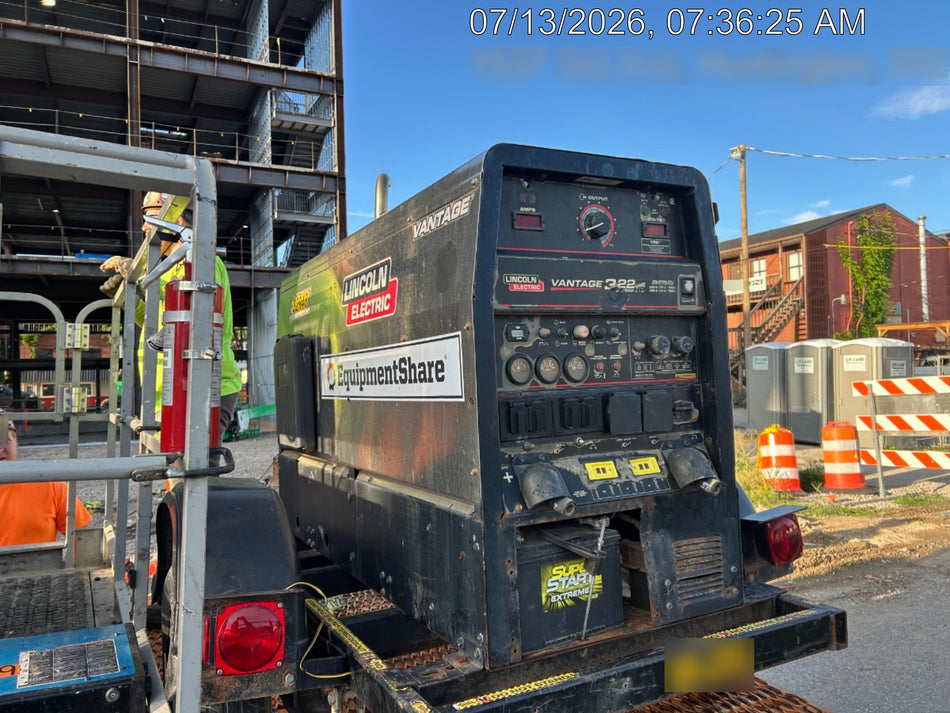2019 Lincoln Electric Vantage 322 Welder Ready-Pak 3, Two wheel trailer, Fender and Light kit, Cable Rack
