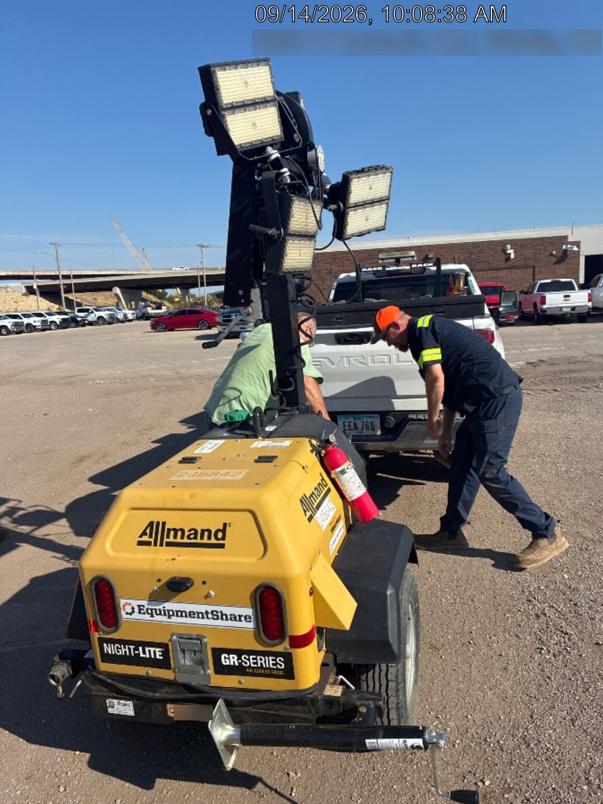 2022 Allmand NLV3GR (4) LED Light Fixture 350W, 23' Vertical Mast, 3kW Prime, Towable, ES Decals, T3