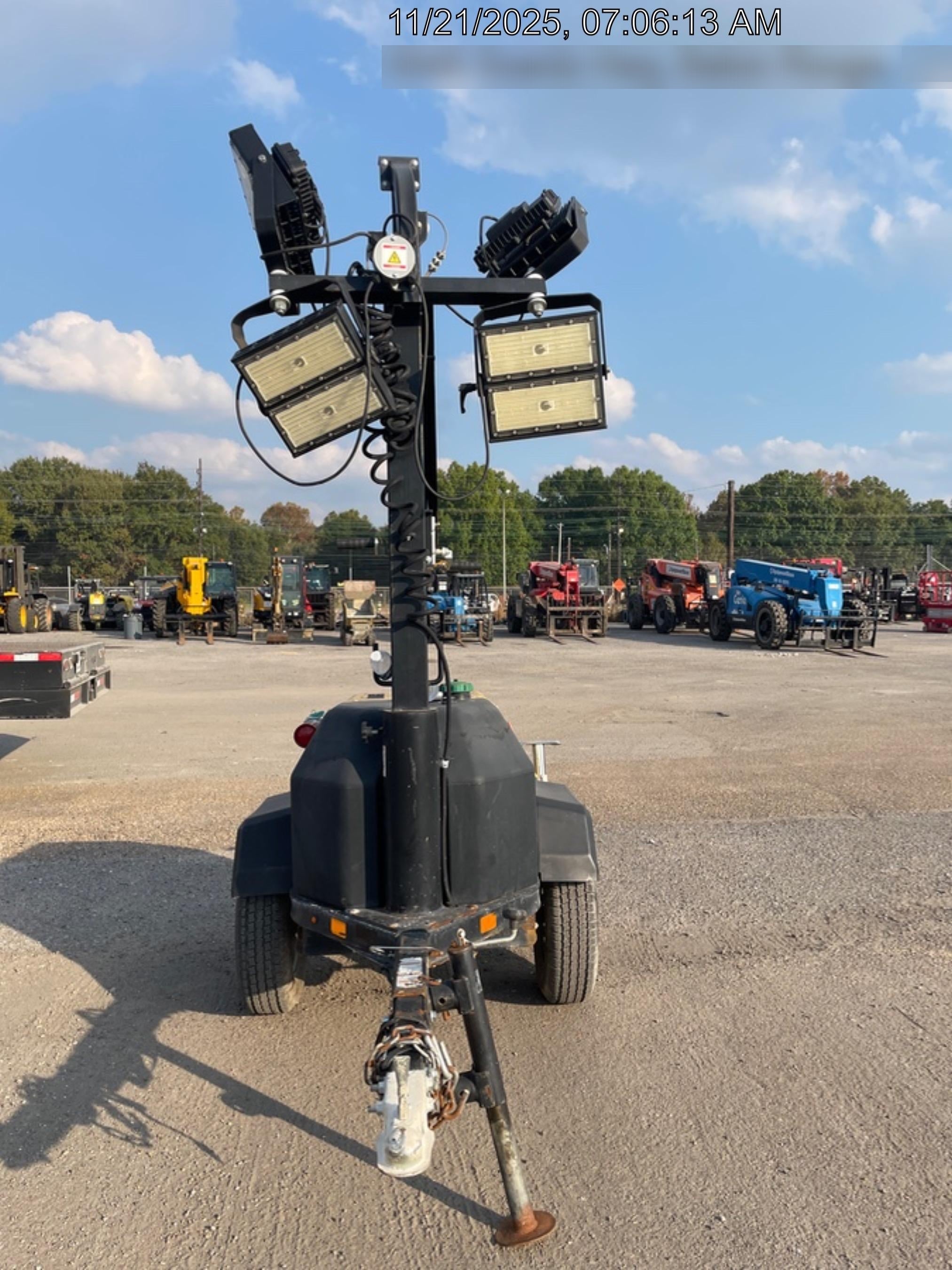 2022 Allmand NLV3GR (4) LED Light Fixture 350W, 23' Vertical Mast, 3kW Prime, Towable, Deep Sea L401, Leveling Jacks, Yanmar T4F 5.8hp