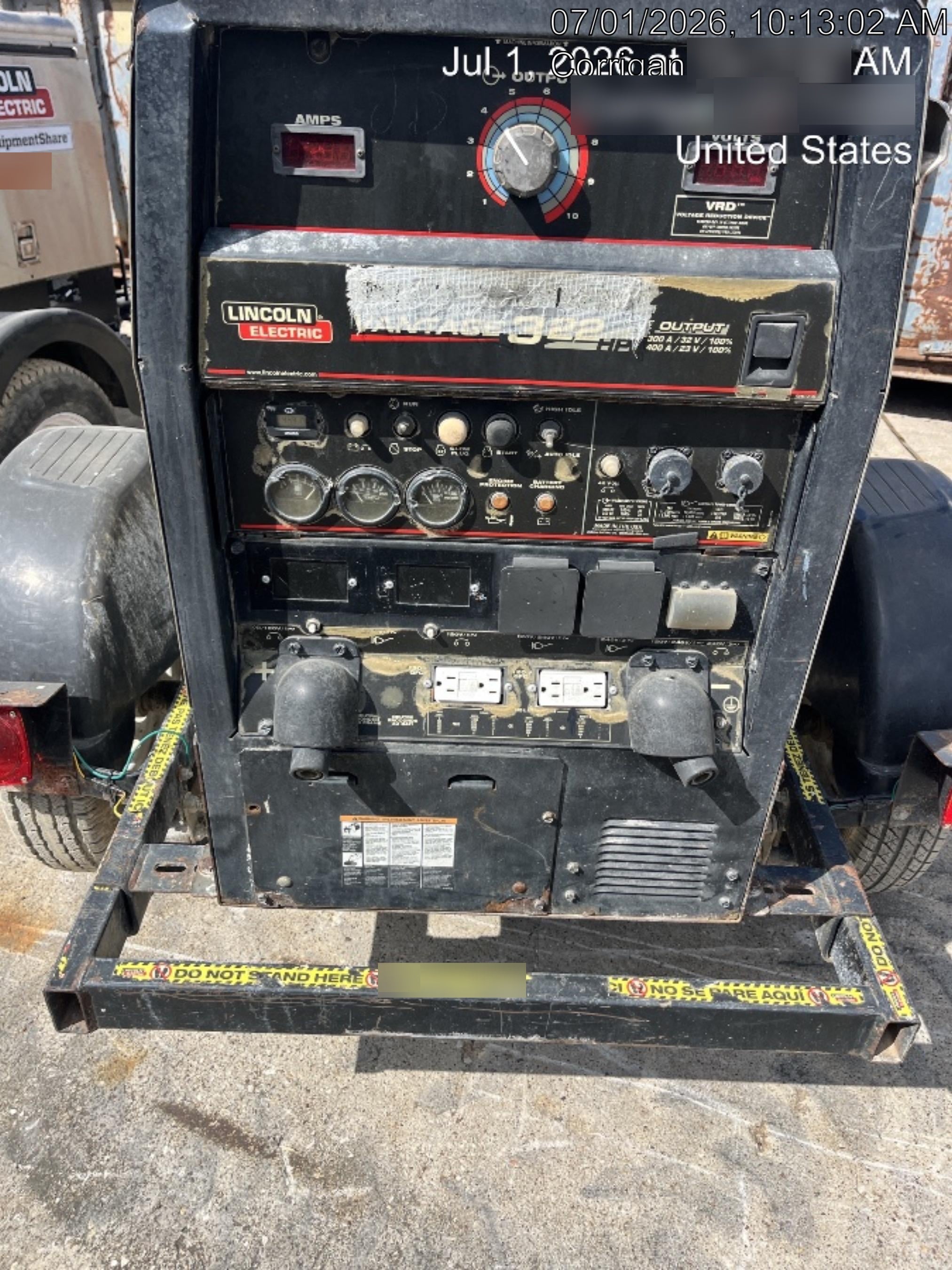 Lincoln Electric Vantage 322 Lincoln Vantage 322 Welder w/Trailer