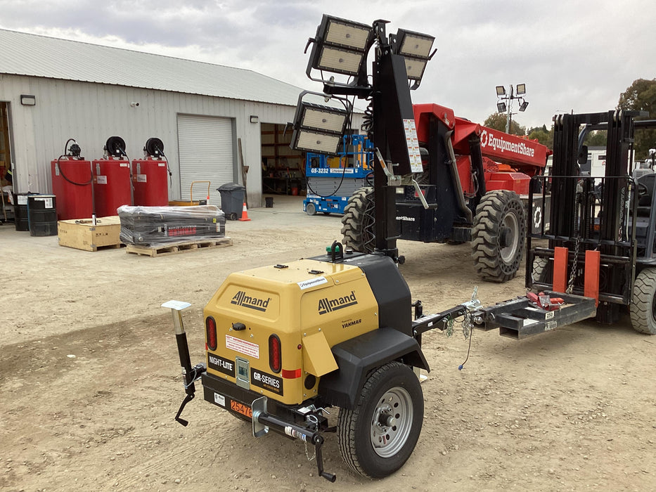 2022 Allmand NLV3GR (4) LED Light Fixture 350W, 23' Vertical Mast, 3kW Prime, Towable, ES Decals, T3