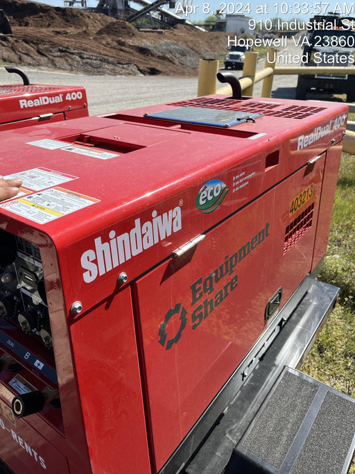 2024 Shindaiwa DGW400MDL Kubota D902 Engine, 23 HP, Dual Op Welder, Wire, Arc, Droop Stick, Tig, and CC Stick Functionality, Simulphase, 3 Phase and 1 Phase Gen Output, Single Axle NB Trlr, Slr Trckl Chrg 12V 12W, Fire Ext