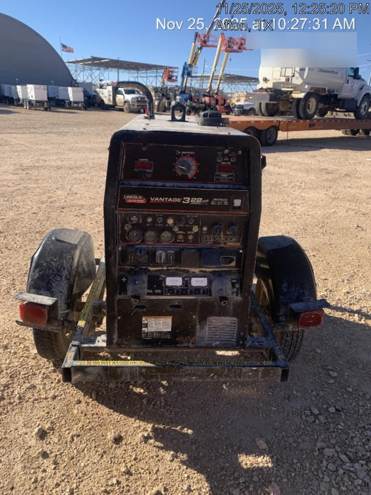2019 Lincoln Electric Vantage 322 Welder Ready-Pak 3, Two wheel trailer, Fender and Light kit, Cable Rack