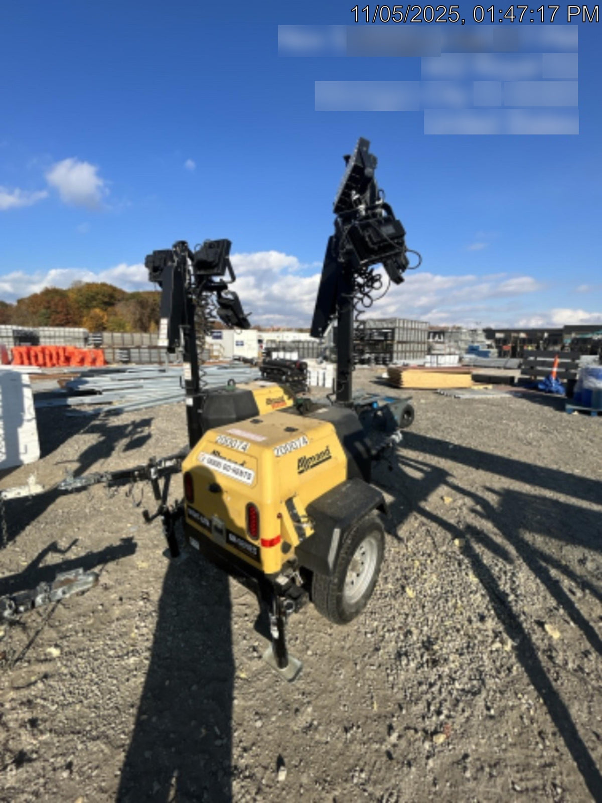 2022 Allmand NLV3GR (4) LED Light Fixture 350W, 23' Vertical Mast, 3kW Prime, Towable, Deep Sea L401, Leveling Jacks, Yanmar T4F 5.8hp