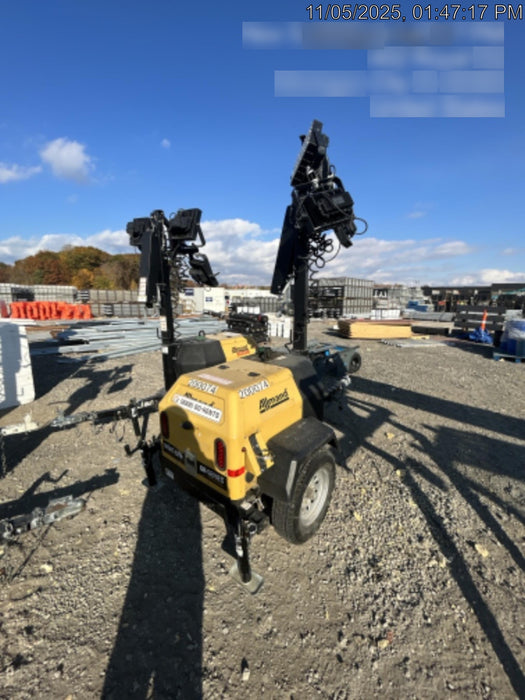 2022 Allmand NLV3GR (4) LED Light Fixture 350W, 23' Vertical Mast, 3kW Prime, Towable, Deep Sea L401, Leveling Jacks, Yanmar T4F 5.8hp