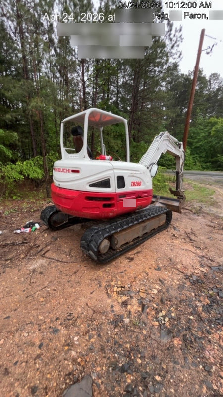 2019 Takeuchi TB260 Takeuchi TB260 Canopy w/Rubber Tracks, Auxiliary Hydraulics, Standard Blade, Manual QC, 12 / 18 / 24" Buckets, Hydraulic Thumb Installed
