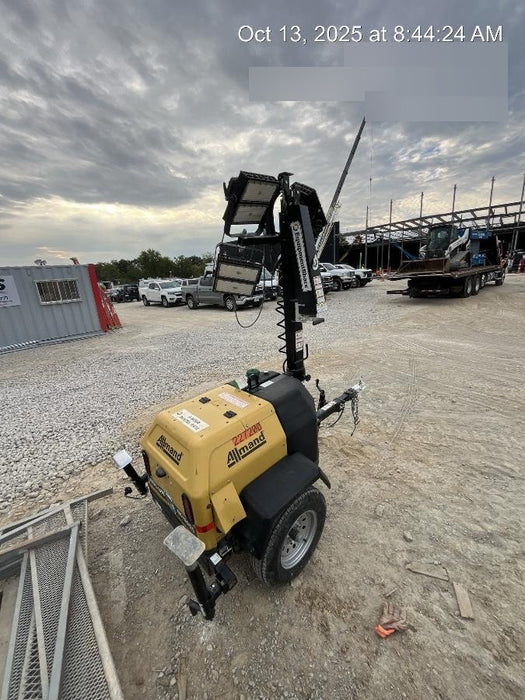 2022 Allmand NLV3GR (4) LED Light Fixture 350W, 23' Vertical Mast, 3kW Prime, Towable, Deep Sea L401, Leveling Jacks, Yanmar T4F 5.8hp