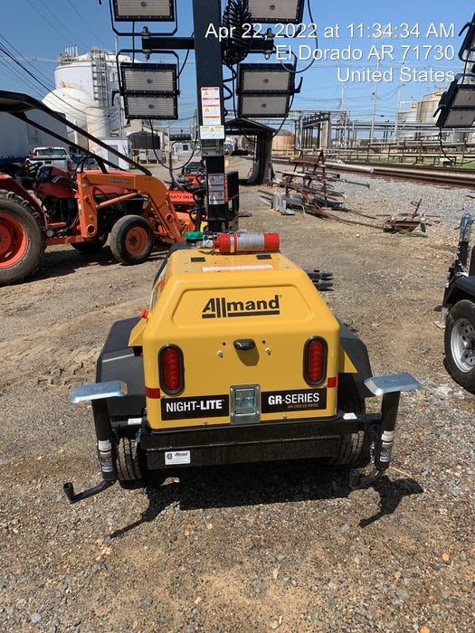 2022 Allmand NLV3GR (4) LED Light Fixture 350W, 23' Vertical Mast, 3kW Prime, Towable, Deep Sea L401, Leveling Jacks, Yanmar T4F 5.8hp