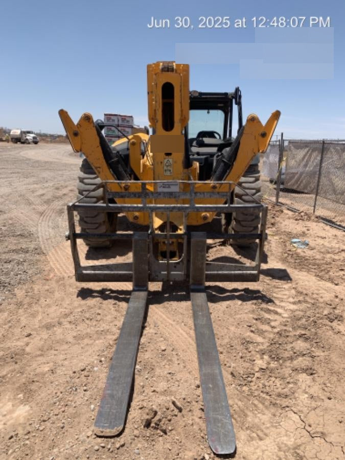 2019 JCB 510-56 74 HP w/Open ROPS, Beacon, Aux Hydraulics, Worklights, Solid Tires w/60" Carriage/Forks