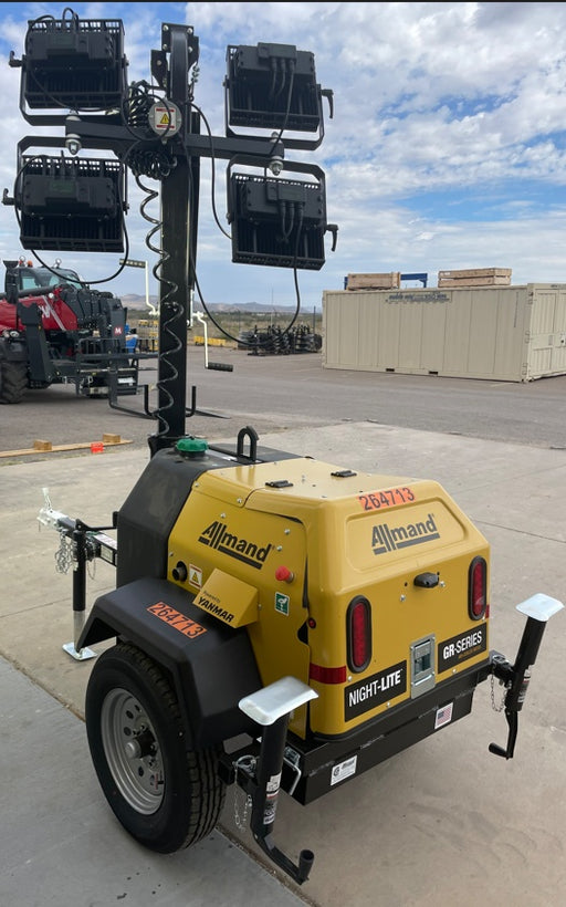 2022 Allmand NLV3GR (4) LED Light Fixture 350W, 23' Vertical Mast, 3kW Prime, Towable, ES Decals, T3