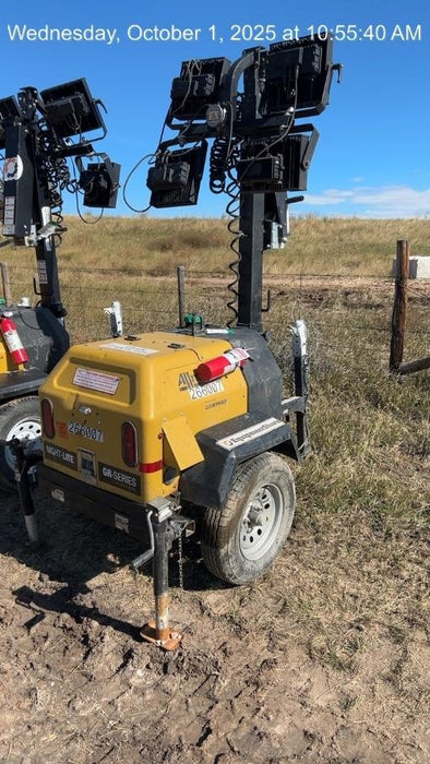 2021 Allmand NLV3GR (4) LED Light Fixture 350W, 23' Vertical Mast, 3kW Prime, Towable, Deep Sea L401, Leveling Jacks, Yanmar T4F 5.8hp