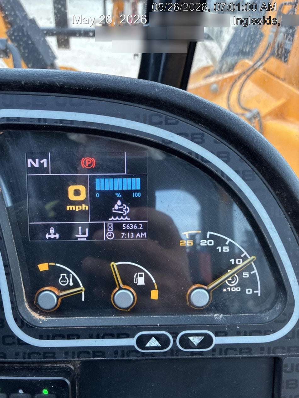 2019 JCB 512-56 109 HP w/CAB/HVAC, Beacon, Aux Hydraulics, Worklights, Solid Tires, 60" Carriage/Forks