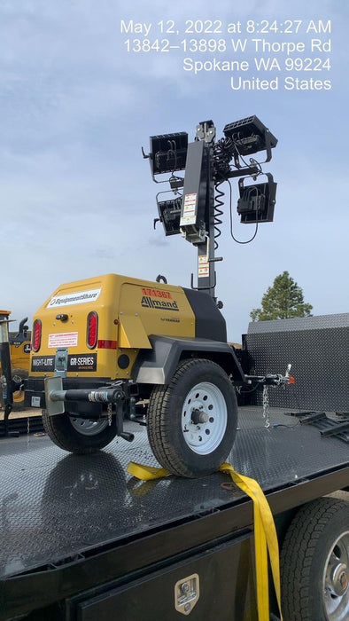 2021 Allmand NLV3GR (4) LED Light Fixture 350W, 23' Vertical Mast, 3kW Prime, Towable, Deep Sea L401, Leveling Jacks, Yanmar T4F 5.8hp