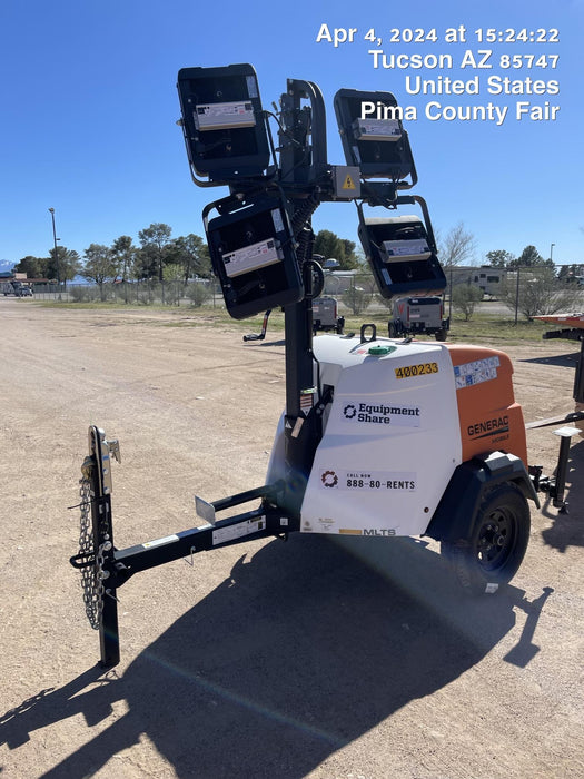 2024 Generac MLT2 Diesel, Flex Switch 120V Input, Powerzone Controller, 
(4) 320W LED Lights, 4kW Generator, 39.9 Gal Fuel Tank, 2" Ball, T3