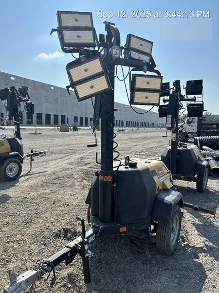 2022 Allmand NLV3GR (4) LED Light Fixture 350W, 23' Vertical Mast, 3kW Prime, Towable, Deep Sea L401, Leveling Jacks, Yanmar T4F 5.8hp