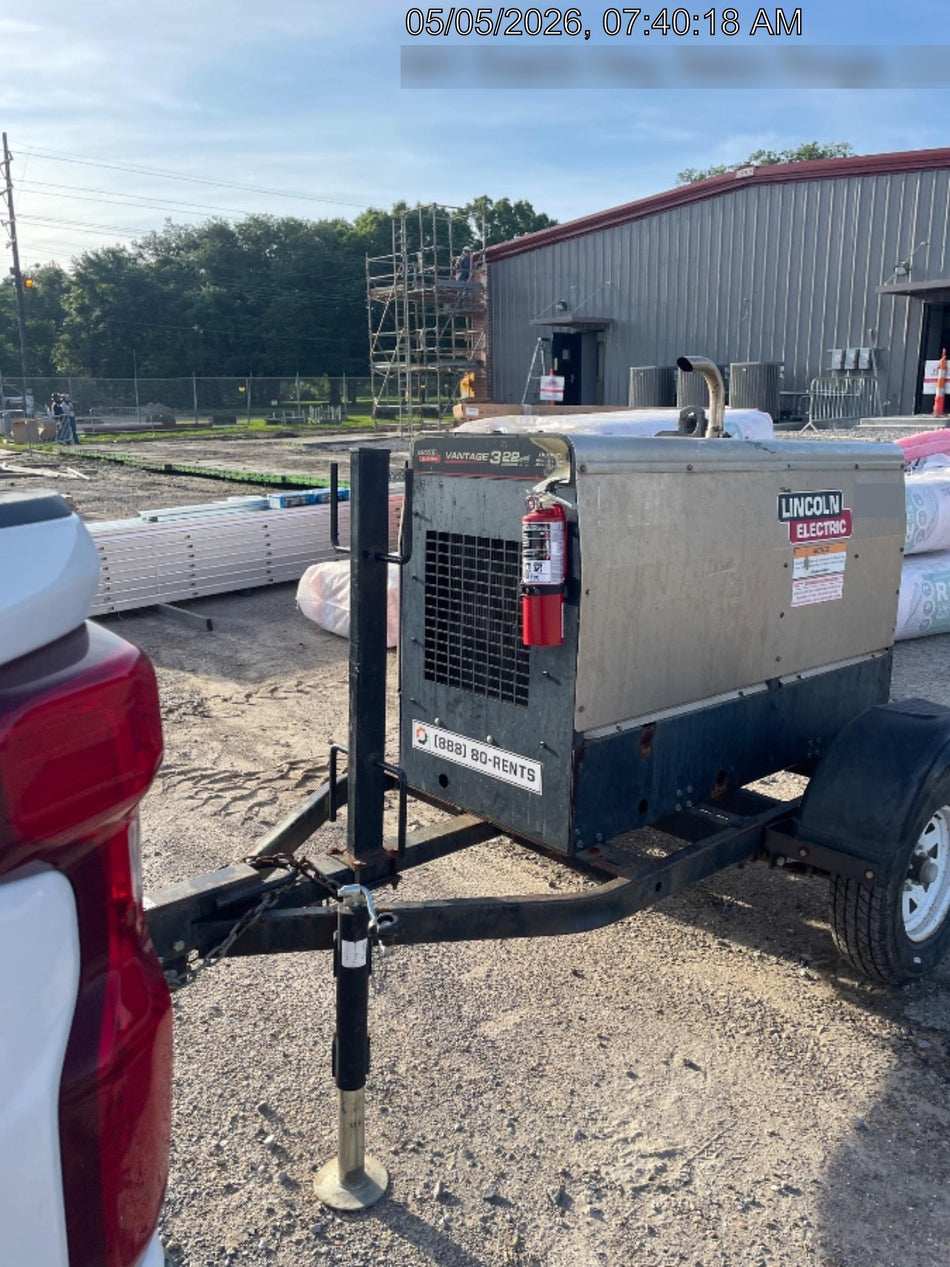 2019 Lincoln Electric Vantage 322 Ready-Pak 3, Two Wheel Trailer, Fender and Light Kit, Cable Rack
