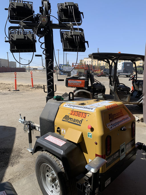 2022 Allmand NLV3GR (4) LED Light Fixture 350W, 23' Vertical Mast, 3kW Prime, Towable, Deep Sea L401, Leveling Jacks, Yanmar T4F 5.8hp