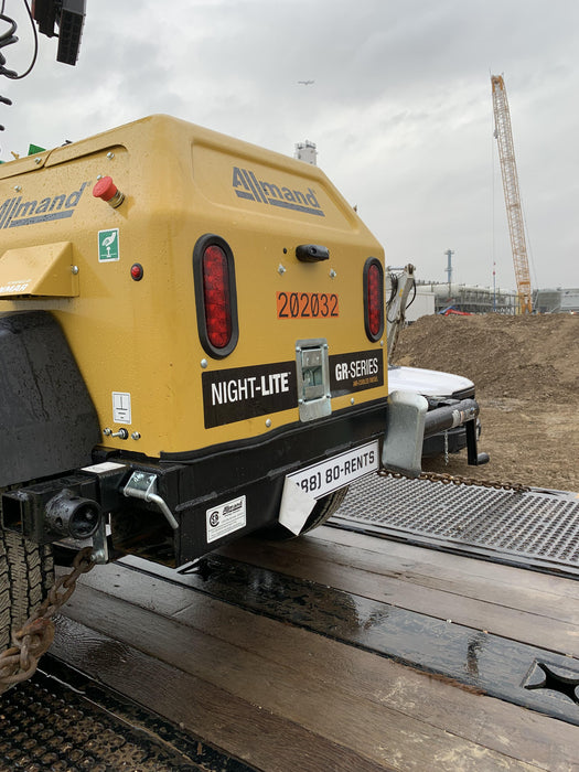 2022 Allmand NLV3GR (4) LED Light Fixture 350W, 23' Vertical Mast, 3kW Prime, Towable, Deep Sea L401, Leveling Jacks, Yanmar T4F 5.8hp