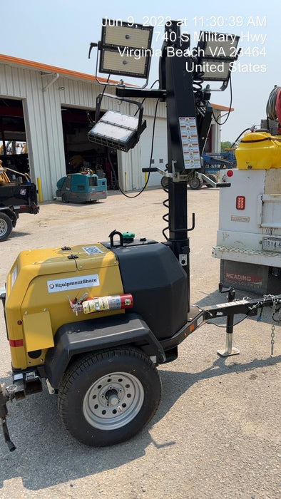 2022 Allmand NLV3GR (4) LED Light Fixture 350W, 23' Vertical Mast, 3kW Prime, Towable, ES Decals, T3