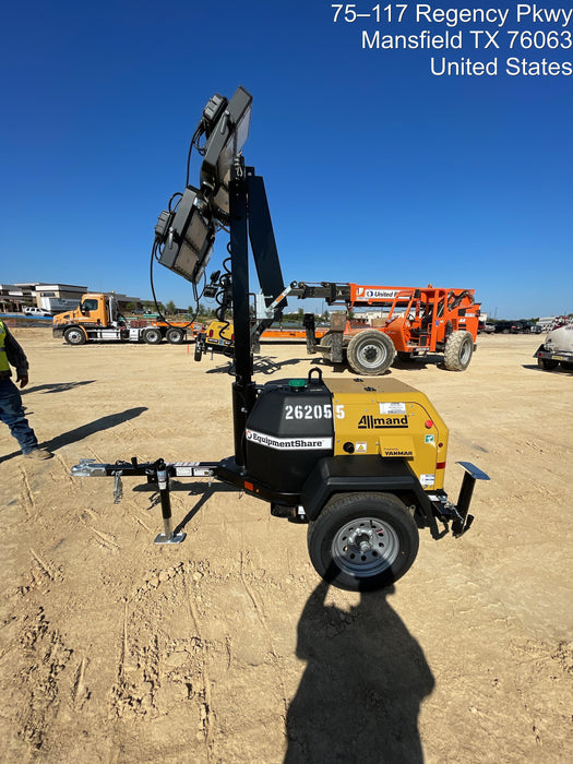 2022 Allmand NLV3GR (4) LED Light Fixture 350W, 23' Vertical Mast, 3kW Prime, Towable, ES Decals, T3