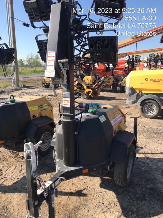 2022 Allmand NLV3GR (4) LED Light Fixture 350W, 23' Vertical Mast, 3kW Prime, Towable, Deep Sea L401, Leveling Jacks, Yanmar T4F 5.8hp