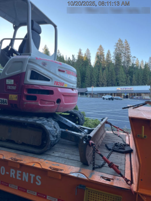 2019 Takeuchi TB260 Canopy, Standard Blade, Auxiliary hydraulics Manual QC, Hydraulic thumb, 12" ,18", 24" Bucket