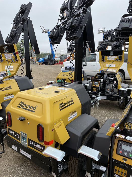 2022 Allmand NLV3GR (4) LED Light Fixture 350W, 23' Vertical Mast, 3kW Prime, Towable, ES Decals, T3