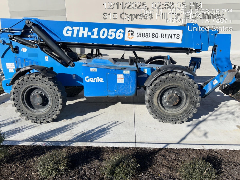 2019 Genie GTH-1056 Canopy, Solid RT Tires, LED Work Lights, Beacon 60" QA Carriage, 60" Forks