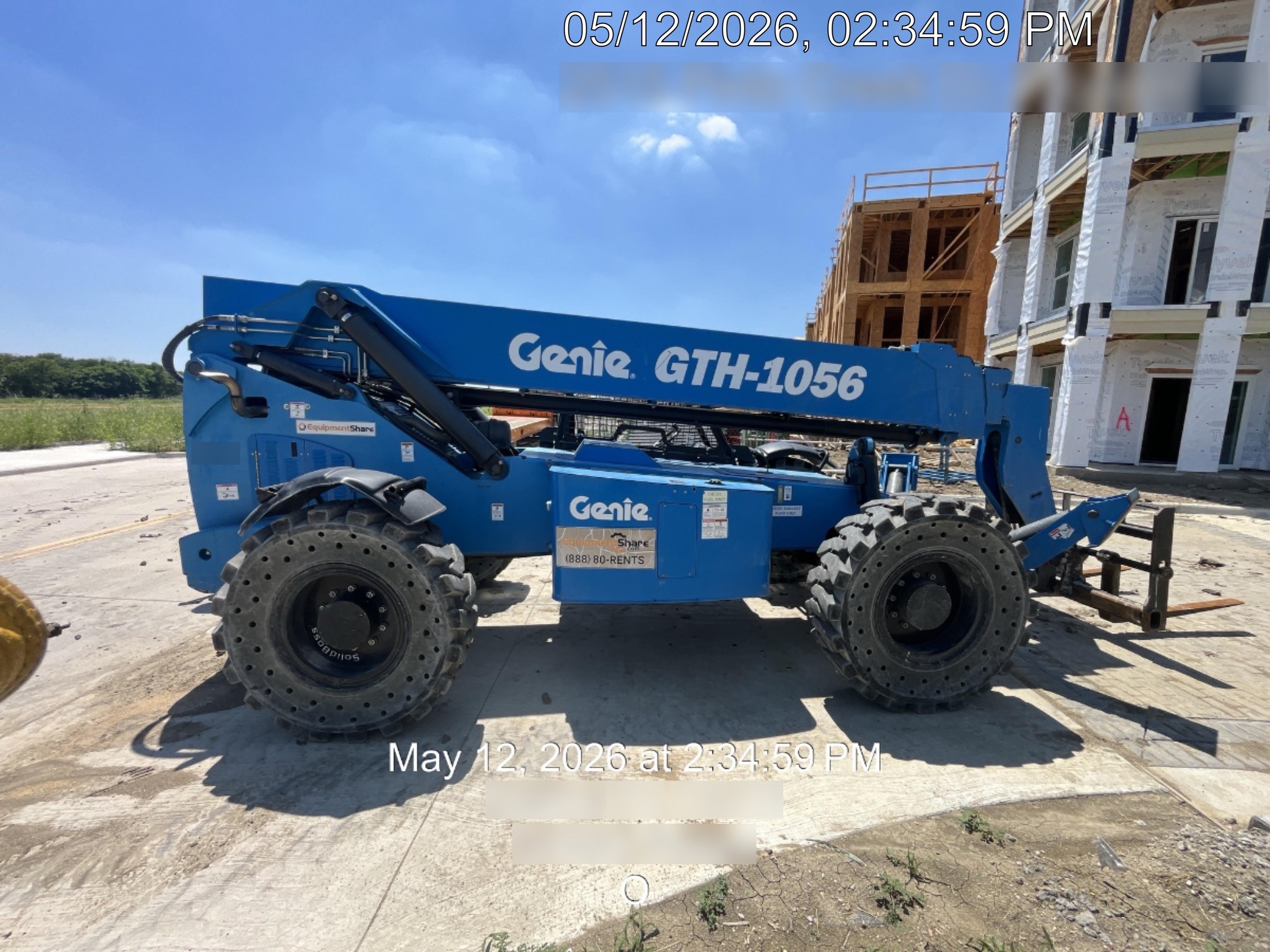 2018 Genie GTH-1056 Genie GTH-1056 w/Open ROPS, Solid Tires, Work Light/Beacon, 60" Carriage and Forks